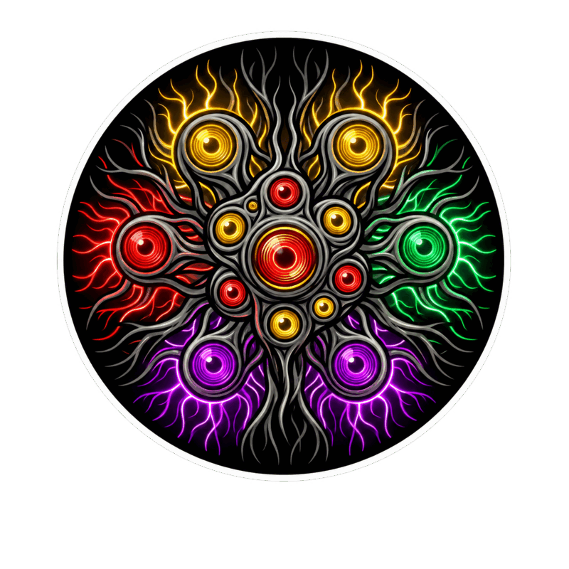 VOIDNEON cosmic-organic circular emblem